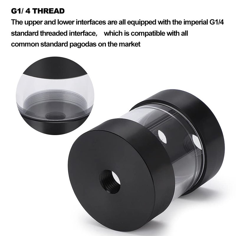 Hilitand YSX-6PC 3 Holes Cylindrical Computer Water Cooling Tank, 50mm OD Cylinder Reservoir With G1/4 Thread Holes for Desktop - Image 3